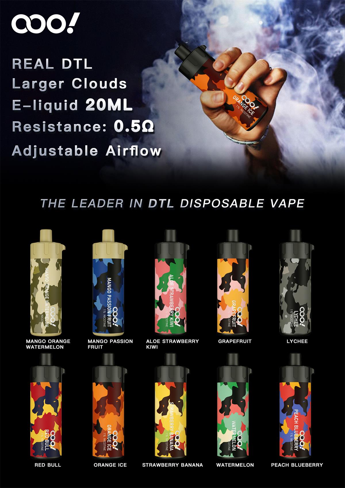 OOO! USA | DTL Disposable Vape POD OEM Supplier, DL Vapes Device Best Price